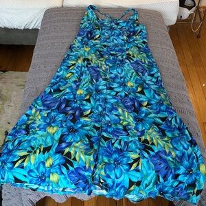 Scarlett Blue and Green Floral Maxi Dress